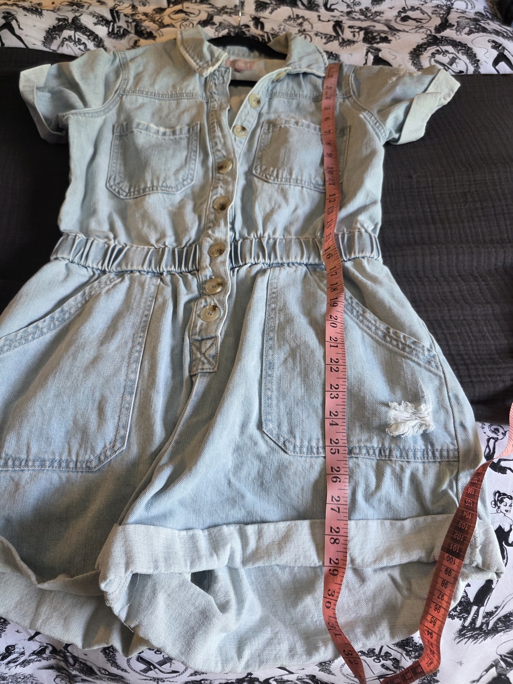 Show Me Your Mumu Light Wash Denim Utility Romper Medium Playsuit Festival - Picture 9 of 12